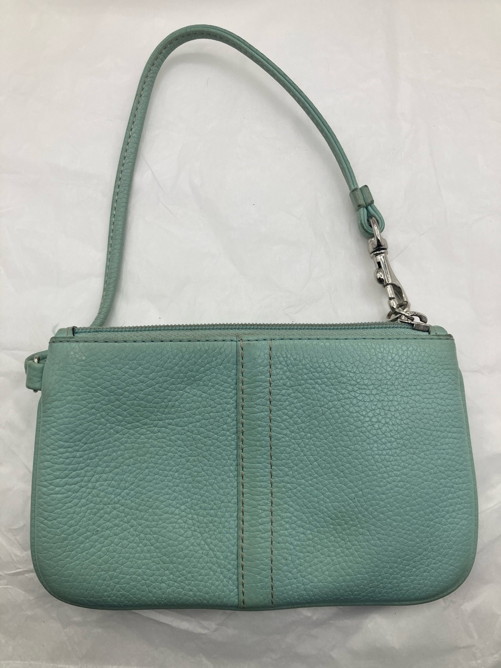 Coach Mint Green Pebbled Leather Wristlet